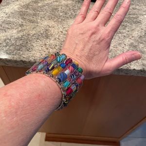 NEW Handmade Art Glass Bracelet with Sterling Marcasite clasp